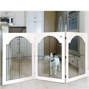  Majestic Pet Free Standing Wood and Wire Pet Gate   White 