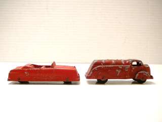   Tootsie Toy Die Cast Metal Red Gas Truck & Red Convertible Car 1930s
