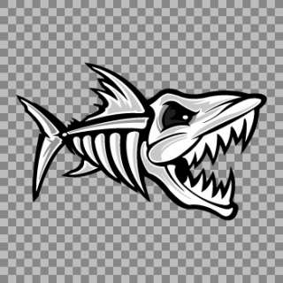 Decal Stickers Aungry Skull Skeleton Fish Attack XRX6X  