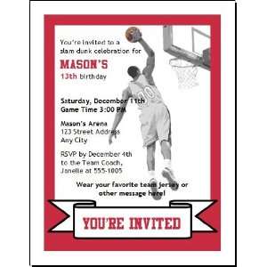  Chicago Bulls Colored Dunk Birthday Party Invitation