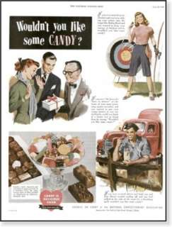 1948 Candy as delicious food print AD Tom Hall art  