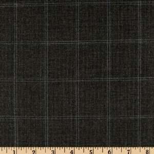  58 Wide Worsted Wool Suiting Charcoal/Light Blue Fabric 