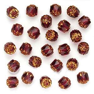 Czech Cathedral Beads 6mm Amethyst / Gold Ends (X25)  