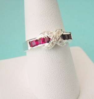 Sterling Silver Ruby CZ X Ring Selectable Size  