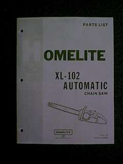 HOMELITE XL 102 AUTOMATIC CHAIN SAW PARTS MANUAL  