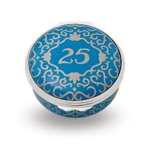  25 In Silver On Blue Enamel Box