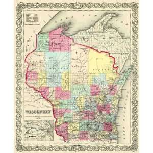  STATE OF WISCONSIN (WI) BY J.H. COLTON 1855 MAP