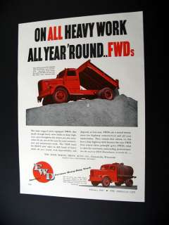 Four Wheel Drive FWD Model HR & HA Trucks 1947 print Ad  