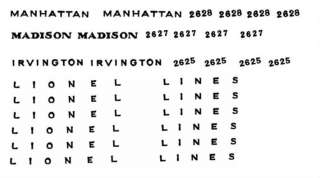   MANHATTAN WHITE WATER SLIDE DECALS FOR THE 2625 2627 2628 CARS OF 1946