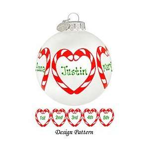  Personalized Candy Cane Hearts Ornament
