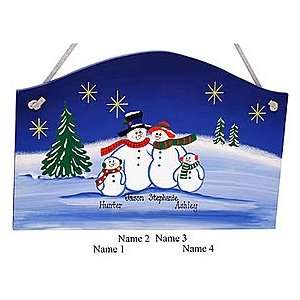  Personalized Snowman Family of 4 Plaque