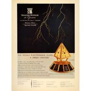  1968 Ad Montre Royale Geneve Electronique Clock Swiss 