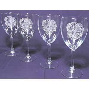  Etched Brittany Wine Glasses