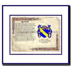  Brunel Coat of Arms/ Family History Wood Framed