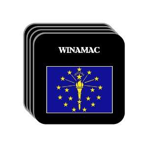 US State Flag   WINAMAC, Indiana (IN) Set of 4 Mini Mousepad Coasters