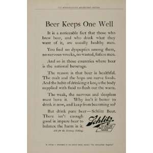   Milwaukee Beer Health Drink   Original Print Ad