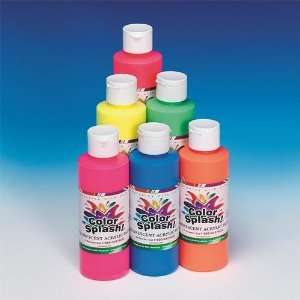  8 Oz. Color Splash Fluorescent Acrylic Paint (Pack of 6 