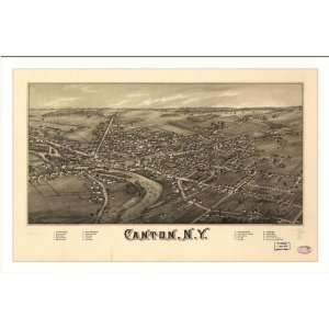 Historic Canton, New York, c. 1885 (L) Panoramic Map Poster Print 