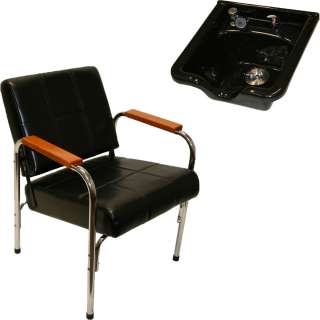 Wood Armrest Autorecline Shampoo Chair with Acrylic Fiber Shampoo Bowl