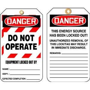  DO NOT OPERATE EQUIPMENT LOCKED OUT BY Tags RV Plastic (5 