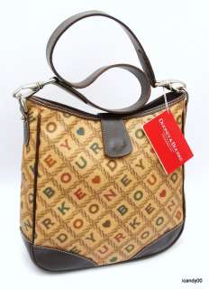 NWT DOONEY & BOURKE CROSSWORD TALL SLIM FEEDBAG ~CAMEL  