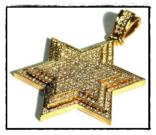 Hip Hop Star of David Pendant 5037G w/necklace 36 4mm wide Franco 