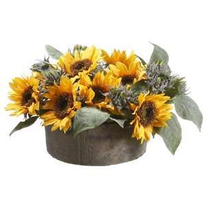  12 Sunflower W/Bud in Clay Pot Yellow