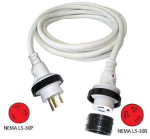 Conntek 30A 12ft Marine Shore Power Cord Cordset with LED light 17103 