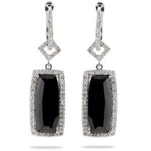   Style Black Onyx CZ Rectangle Drop Earrings Eves Addiction Jewelry