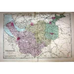  MAP 1884 CHESHIRE ENGLAND CHESTER STOCKPORT LIVERPOOL 