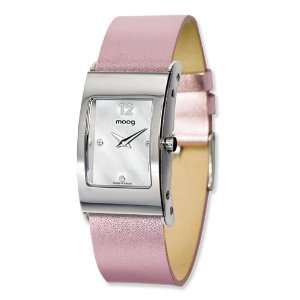  Moog Stainless Steel Rectangle Domed Watch w/(LC 05) Pink 