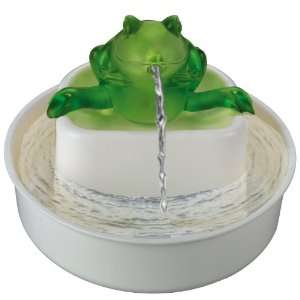  Cats Rule Frog Watering Hole Water Fountain, White and 