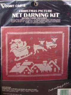 Christmas Net Darning Kit Santa Picture Vogart 2943 NIP Lace 