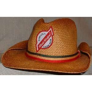    Jamaica RED STRIPE Logo Straw Cowboy Cap / HAT 
