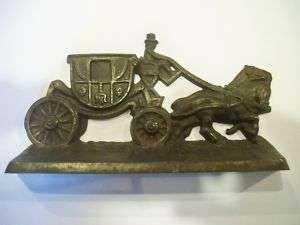 1920s Hubley 379 Cast Iron Horse Drawn Coach Bookends  