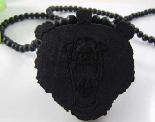 Newe Good wood style skull pendant carved rosary necklace rock men 