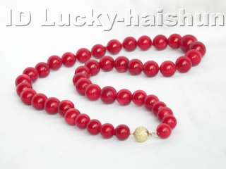 genuine 100% natural 14mm round red coral necklace  