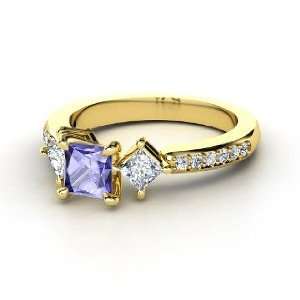  Caroline Ring, Princess Tanzanite 14K Yellow Gold Ring 