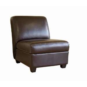  Wholesale Interiors Brown Full Leather Armless Club Chair 
