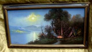 LISTED H LEWIS ANTIQUE PASTEL PAINTING HUDSON RIVER EXC  
