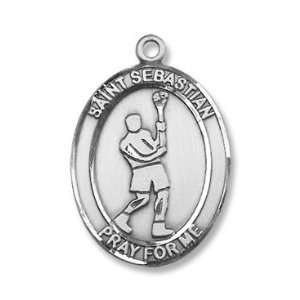 St. Sebastian Lacrosse Large Sterling Silver Medal