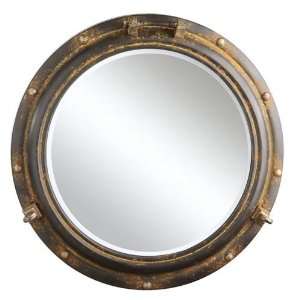  22 Inch Round Antiqued Porthole Mirror