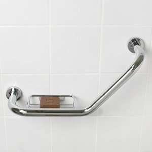  Whitner Solid Brass Angled Grab Bar With Basket   Chrome 