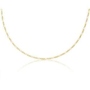  14K Solid Yellow Gold Figaro Link Chain Necklace 2mm Wide 
