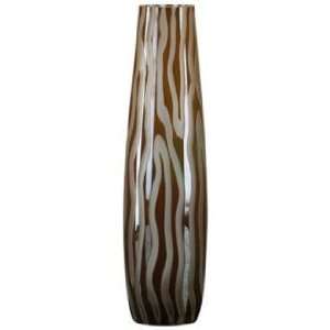    Small Caf Brown and Smoke Etched Glass Vase