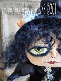 OOAK PFATT Primitive Folk Art Halloween Gypsy Witch Doll EHAG  