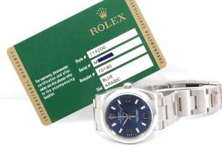 Original Rolex Mens Stainless Steel Air King Blue Dial 114200 M 