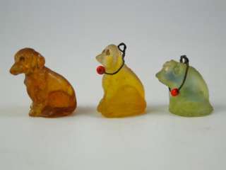 Antique Czechoslovakia Art Glass Dog Pig Charm Figurine Miniature 