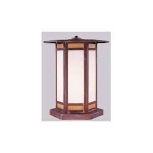   Outdoor Pier Lamp in Satin Black with Gold White Iridescent White