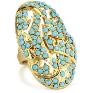  Lisa Stewart Oval Cocktail Turquoise Crystal Ring, Size 8 